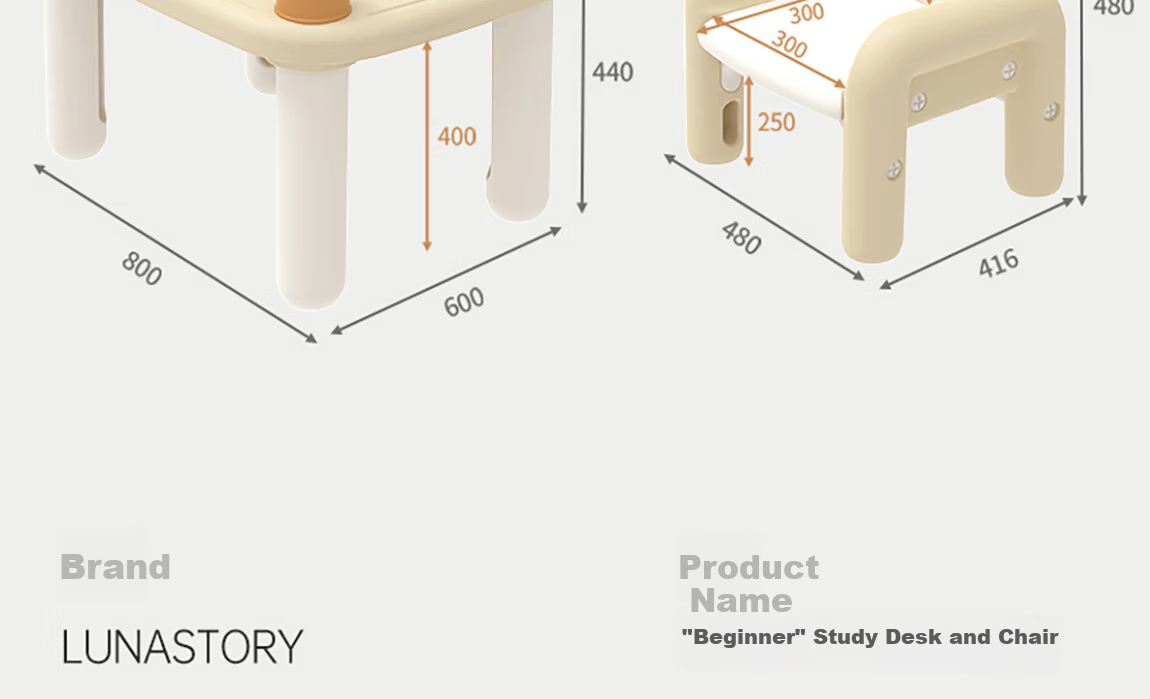 Yuelianggushi LUNASTORY Baby Desk And Chair, Children's Study Table, Chubby Table, Montessori Small Table, Peanut Table, Kindergarten-Specific Single Desk 53