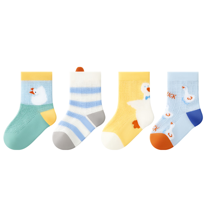 Beibi Baby Socks, Summer Thin Mid-Calf Socks, Pure Cotton Mesh Breathable, Newborn Infant Summer Seamless Children's Short Socks, Boys'