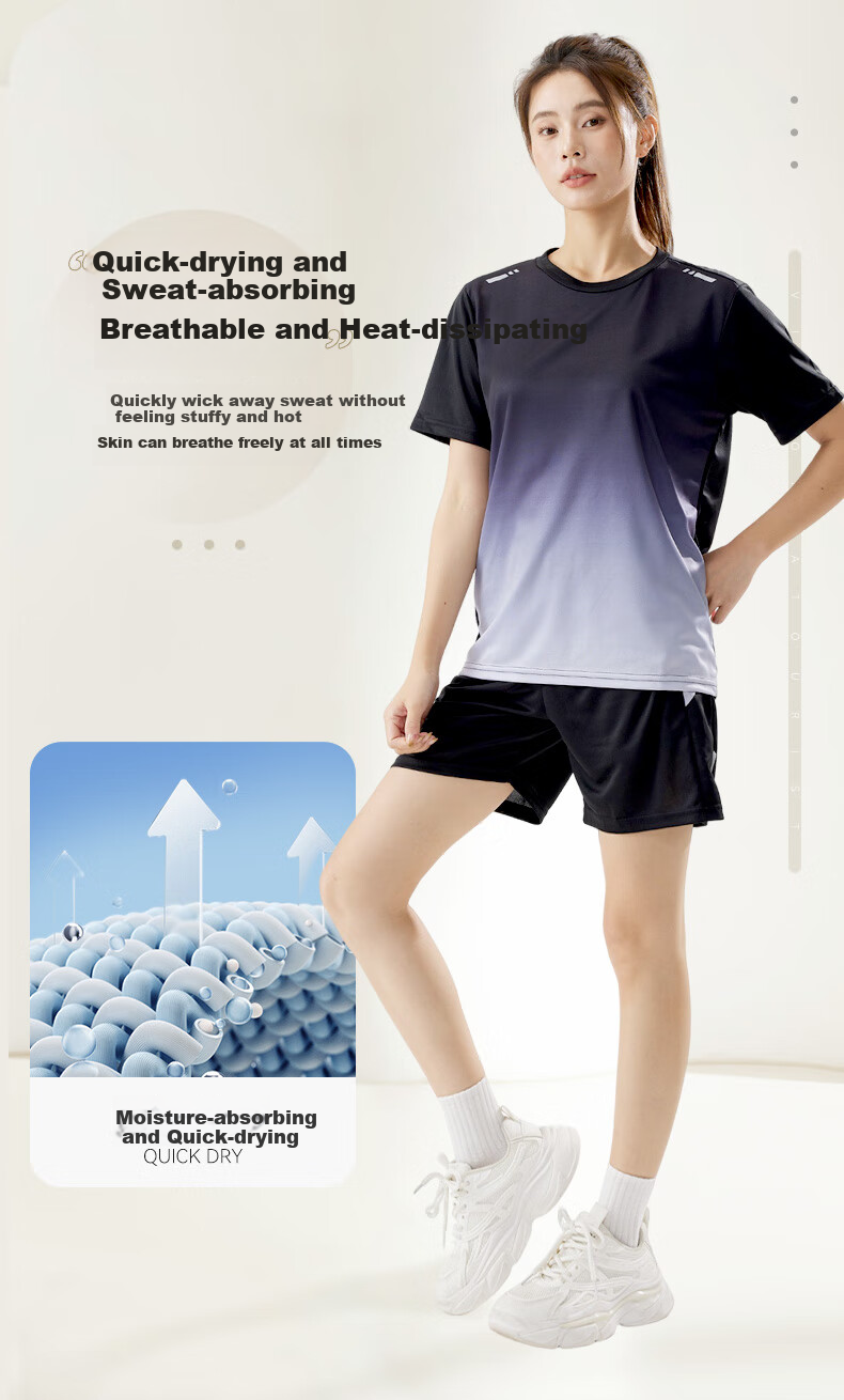 VICTORIATOURIST Women's Sports Set: Quick-Dry Running Shirt, Basketball And Badminton Outfit, Summer Shorts, T-Shirt, Yoga And Fitness Wear 4