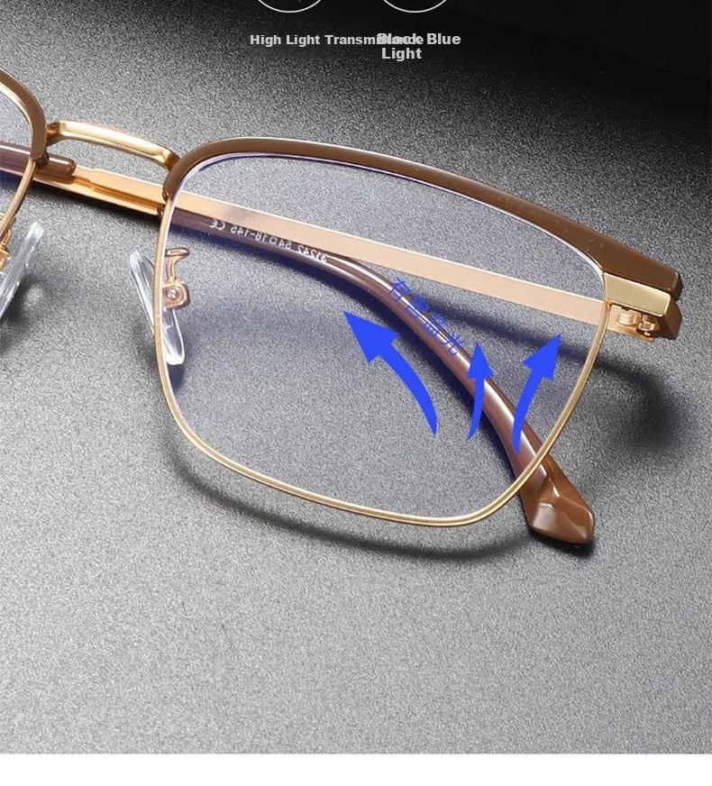 Cuntiandaofu Myopia Glasses, Blue Light Blocking Glasses, Prescription-Ready High-End Semi-Rimless Glasses for Men, Bright Coffee Color without Prescriptio 11