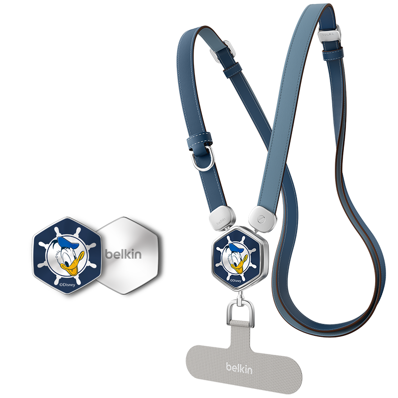 BELKIN Phone Lanyard, Phone Chain, High-Quality Neck Strap, Crossbody Phone Anti-Loss Strap, Phone Pad, Leather Style, Donald Duck Desig