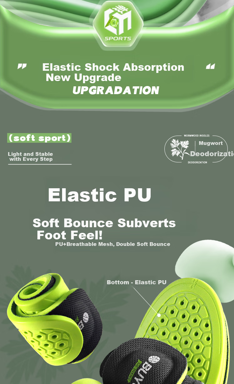 Buyun Odor-Resistant Insoles for Men and Women, Sports Shock Absorption, Deodorizing, Sweat-Absorbing, Breathable, Non-Slip, Massage Leather Shoe Insoles, 3 Pairs Gray 5