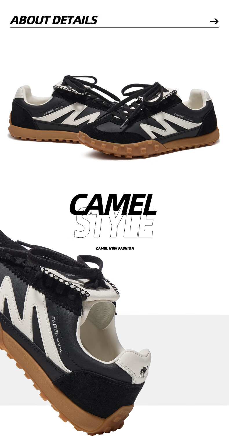 CAMEL Mountain And Sea Flip-Top Version Thin-Soled Women's Shoes Retro German Training Sneakers X25B09L7038 Yellow/black 35 16