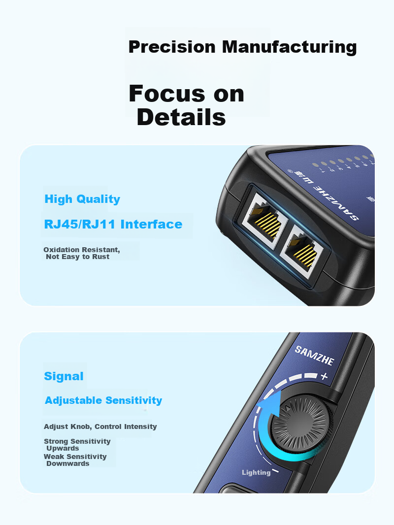 SAMZHE Network Cable Tester, Multifunctional Network/phone Line Tester, Intelligent Detection Instrument for Network RJ45 Connectors And Telephone Lines for Engineering/home Use, Red, XCS-03 11