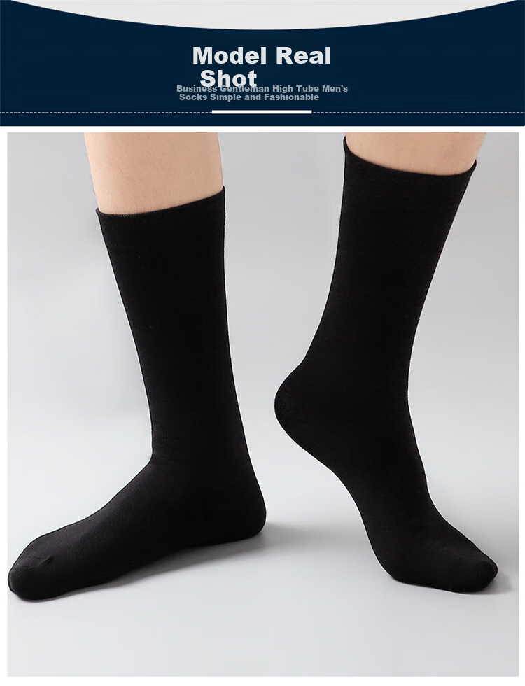 Langsha Men's Long Socks, Pure Cotton Antibacterial Spring And Autumn Breathable Full Cotton Calf-Length Black And White High Tube Winter Business Socks for Me 13