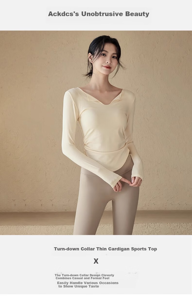 ACKDCS Yoga Top for Women, Slimming High-Elasticity Outer Wear Sports Top, Dance Pilates T-Shirt, Running Fitness Top 1