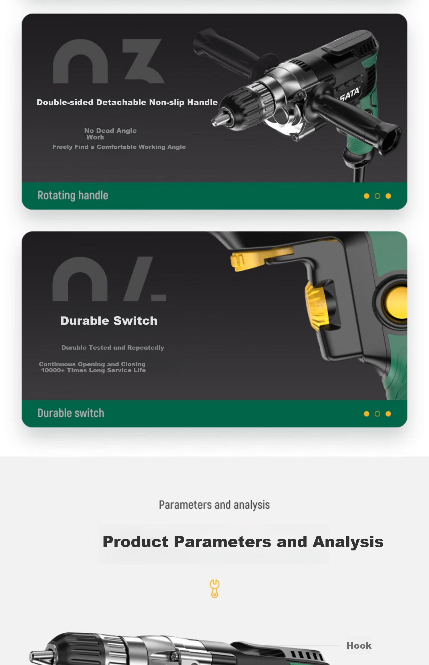 Shida (SATA) Household Electric Drill, Multi-Functional High-Power AC Pistol Drill D05701 Standard 18