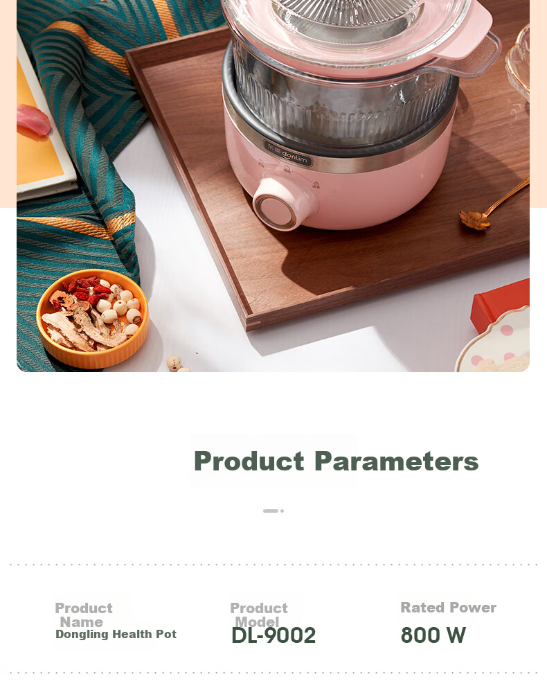 Donlim Electric Stew Pot, Soup And Bird's Nest Double Boiler, Health-Preserving Water Bath Cooker, BB Soup Pot, Small Glass Electric Stew Pot for Nourishment And Beauty, DL-9002 (Forest Green) 26