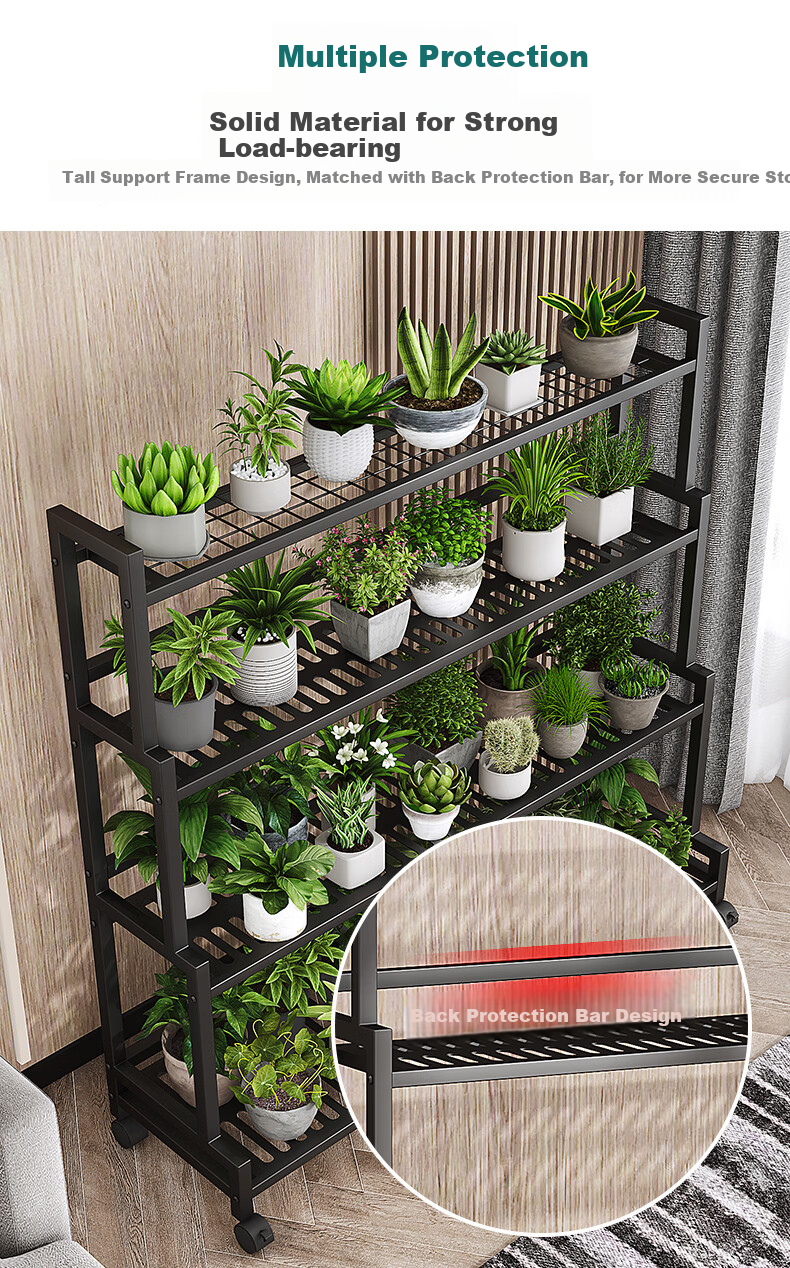 WOJIA Flower Stand, Living Room Floor-Standing Storage Rack, Balcony Succulent Pot Holder, Iron Art Plant Display Shelf H9134 6