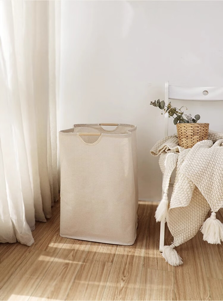 Fanyejia Japanese-Style Instagram-Style Laundry Hamper, Wooden Handle Dirty Clothes Basket for Home Bathroom Bedroom Dormitory, Large Laundry Storage Bi 3