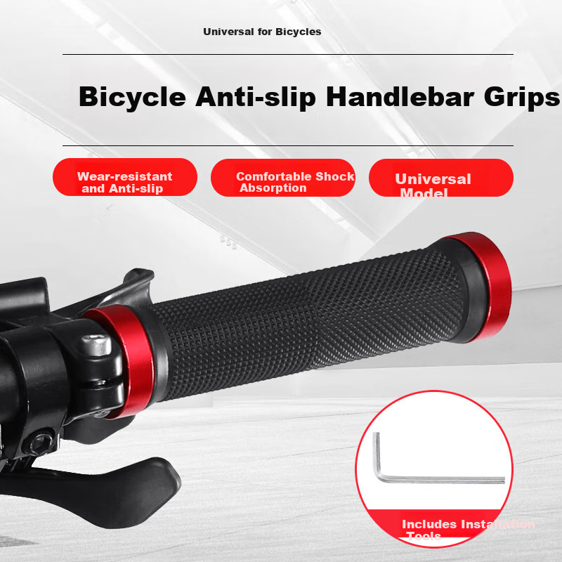FOREVER Bicycle Handlebar Cover, Universal Mountain Bike Handlebar, Aluminum Alloy Locking Rubber Handlebar Grip, Non-Slip Handlebar Cover