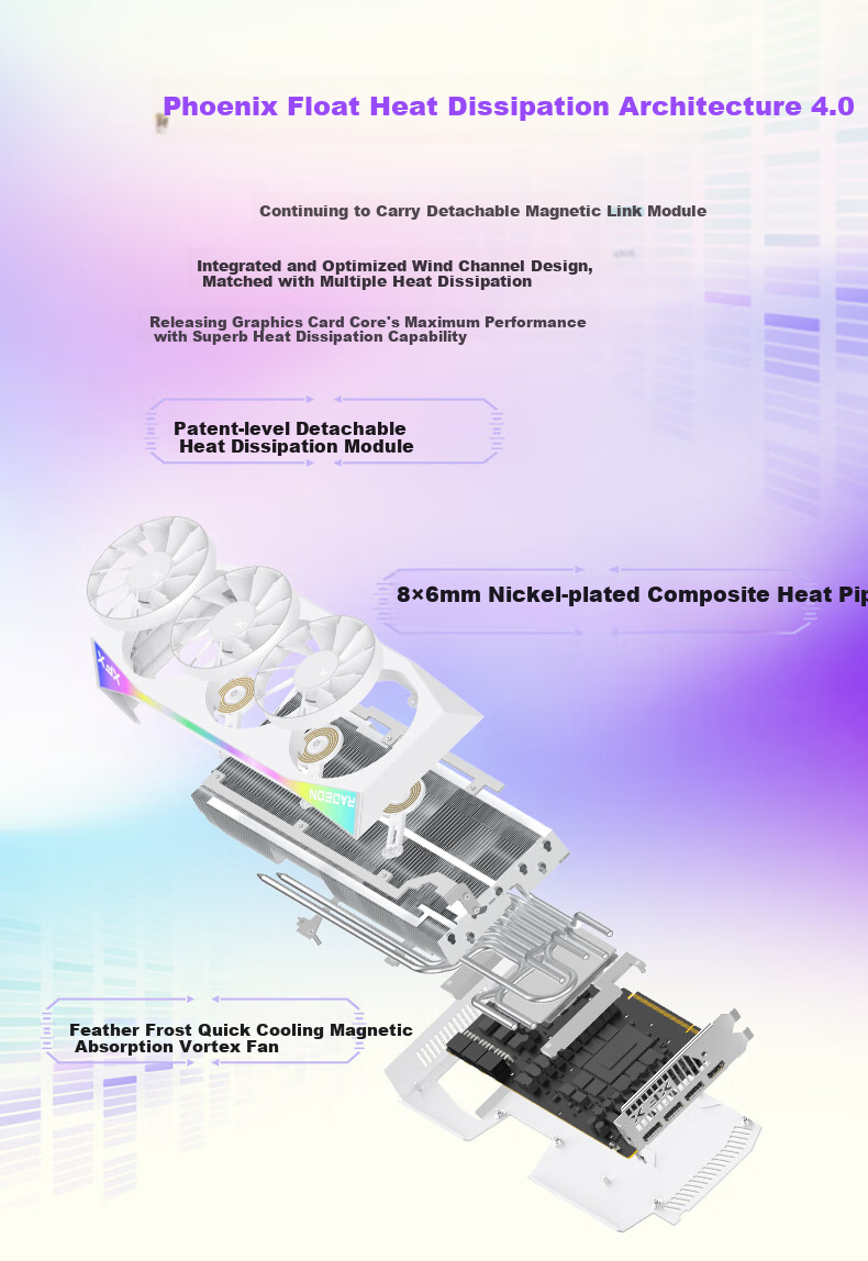 XFX AMD RADEON RX 9070 XT OC Phoenix Nirvana 16GB White New Gaming And Design Intelligent Learning Desktop Computer Graphics Card 8