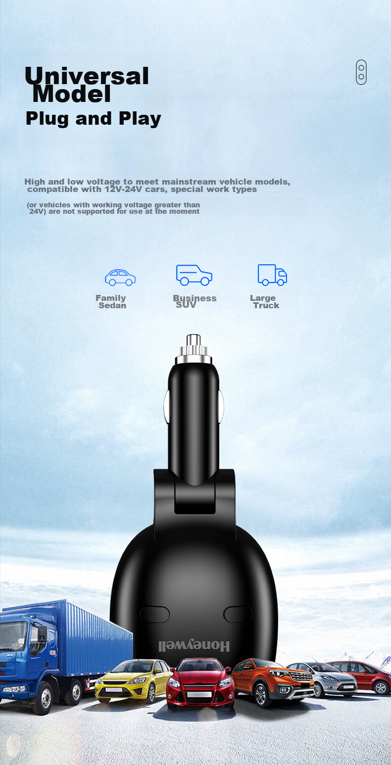 Honeywell Car Charger Cigarette Lighter Adapter, 300W Multifunctional Dual USB Expansion One-To/Two Fast Charging 10