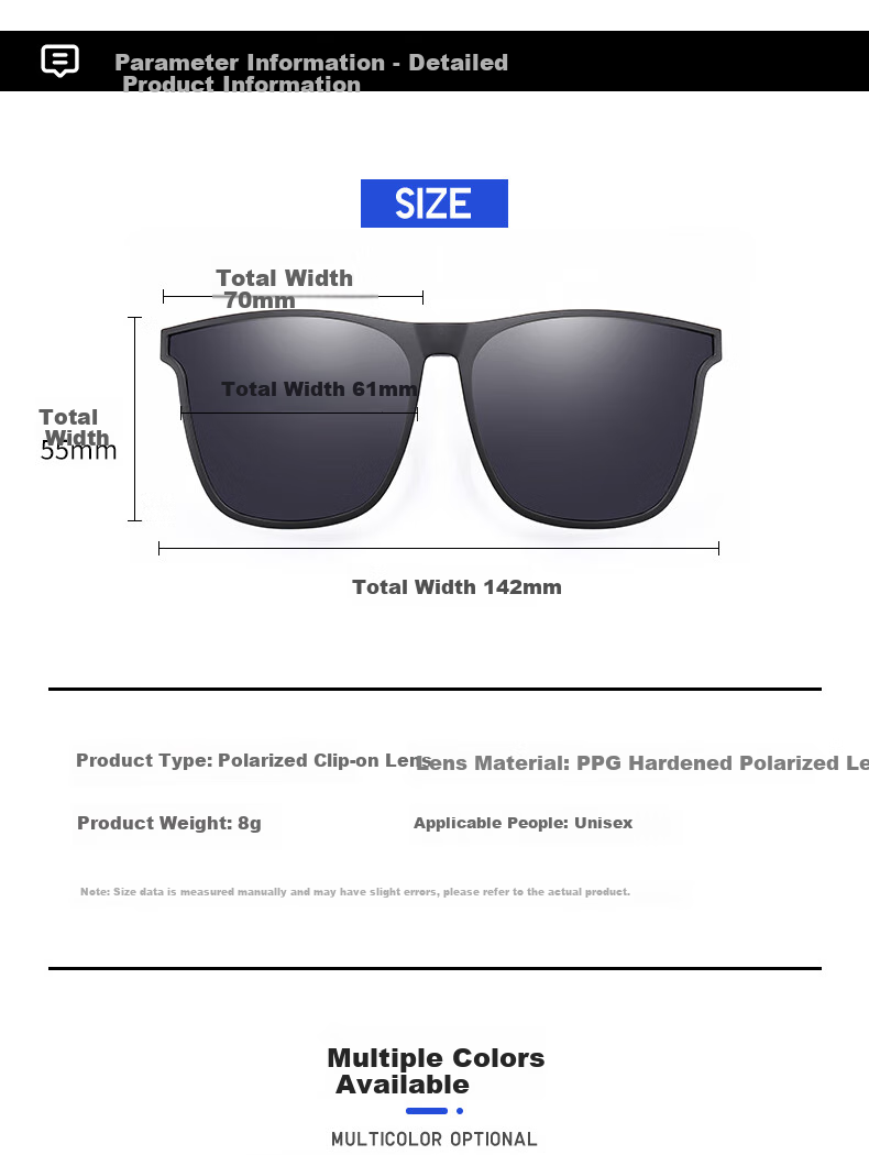 GOGOSOON Myopia Glasses And Sunglasses Clip-On, Ultra-Light Invisible Clip-On Polarized Glasses for Men And Women, Specially Designed for Driving, Men's GM Sunglasses 20