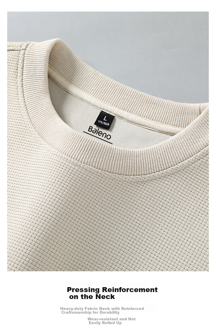Baleno Sweatshirt for Men, Spring And Autumn Heavyweight Trendy Cartoon Print Waffle Knit Round Neck Jacket, Versatile Loose-Fitting Men's Top 6