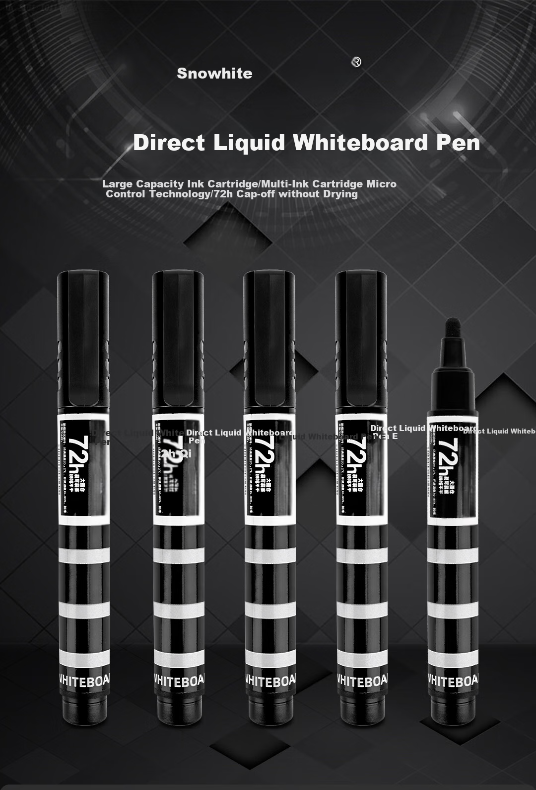 Snowhite Three-Tank Direct Liquid Whiteboard Markers, Erasable, Large Capacity, Highly Durable, Easy to Erase, Marker Pens for Office And Meetings, 8-Pack, Green WB588 1