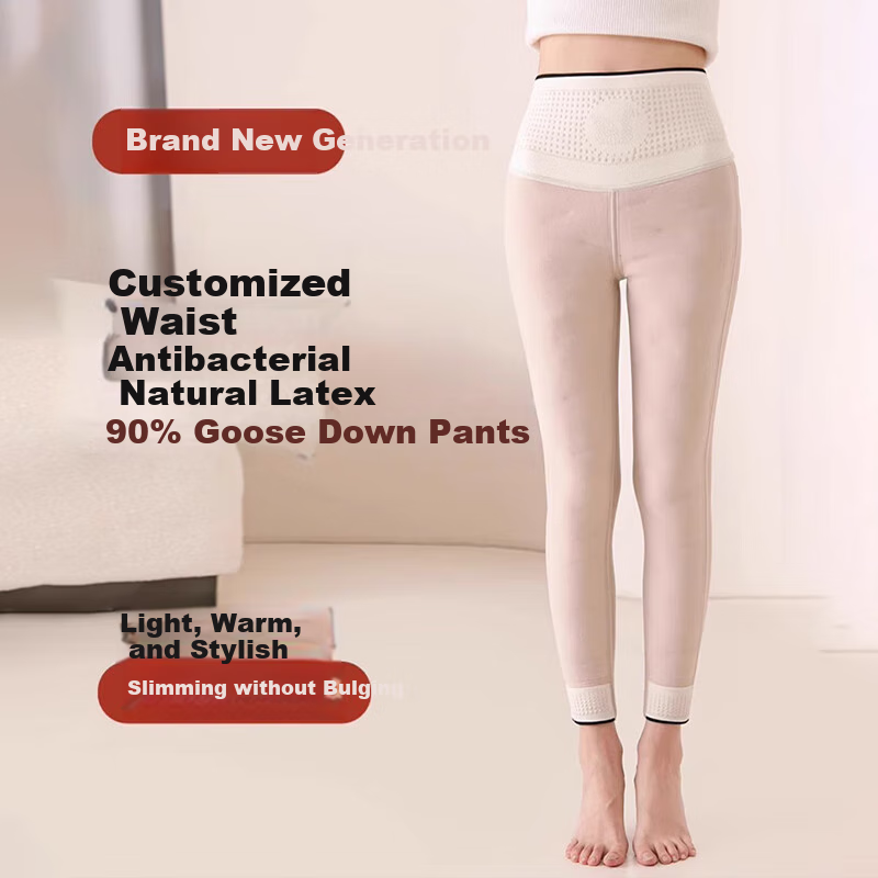 LangSha Women's Winter Goose down Thick Shark Pants, Warm And Cold-Resistant, High-Waisted, Butt-Lifting, Slimming, Black Leggings