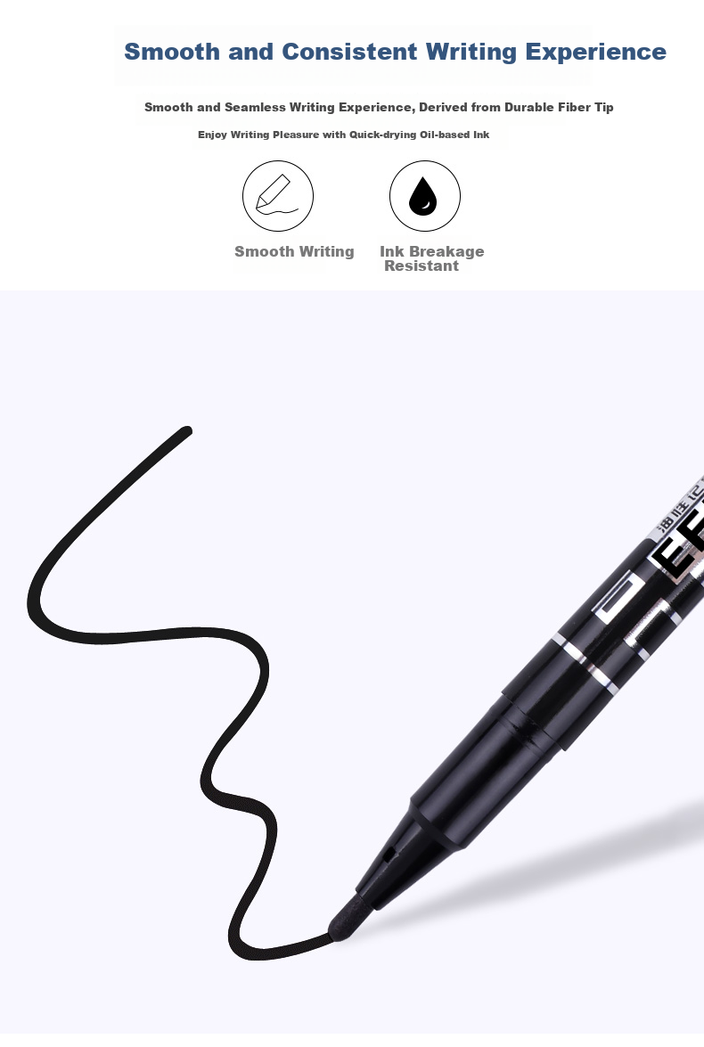 BAOKE MP220 Dual-Tip Multi-Purpose Oil-Based Marker Pen, Signing Pen, Meeting Pen, Line Pen, Blue, 12 Pens/Box 3