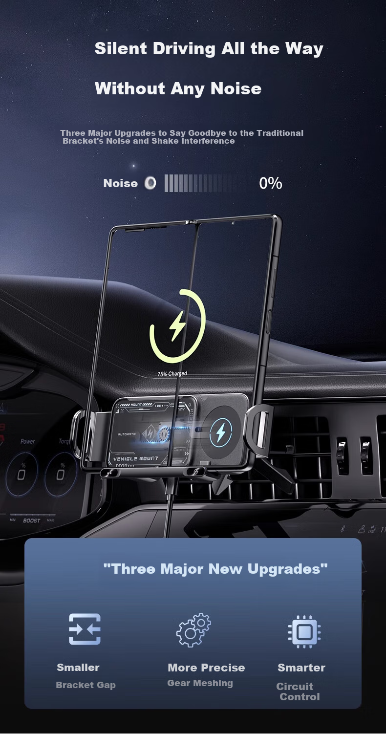 HELLOLEIBOO Foldable Phone Car Mount with Wireless Charging, Suitable for Huawei X5 And Samsung Large-Screen Phones, Electric Fixed Navigation Stand 2