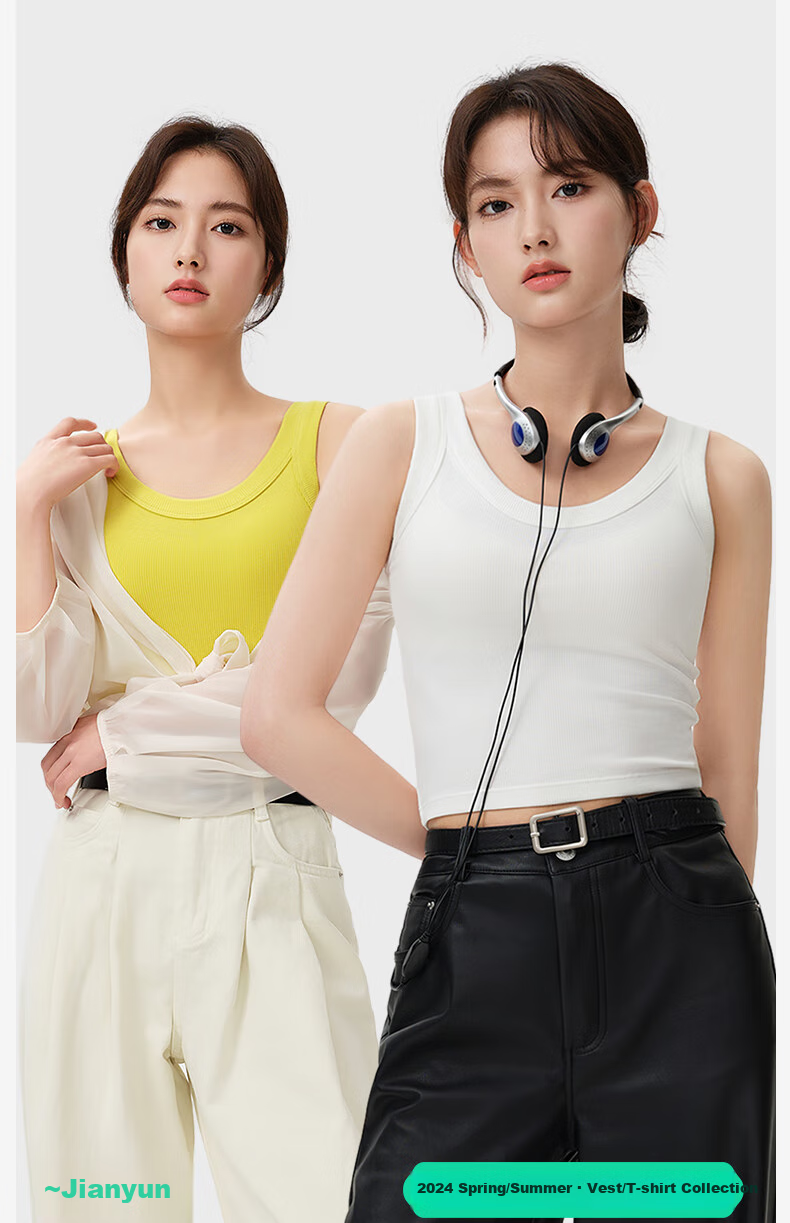 Jianyun Women's Modal Cotton Camisole Sexy Sleeveless Crop Top Summer Outerwear Basic Shirt 2