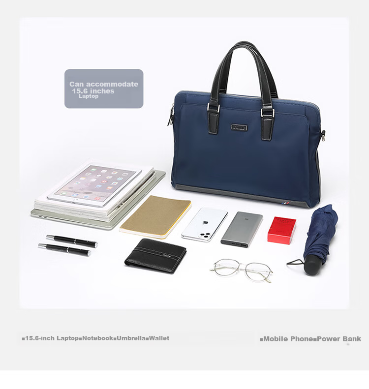 GOLF Business Briefcase for Men, Stylish Nylon Water-Resistant Large Capacity Handbag, Multifunctional Horizontal Style Shoulder Crossbody Casual Men's Bag 5I568364J Blue with Black 5