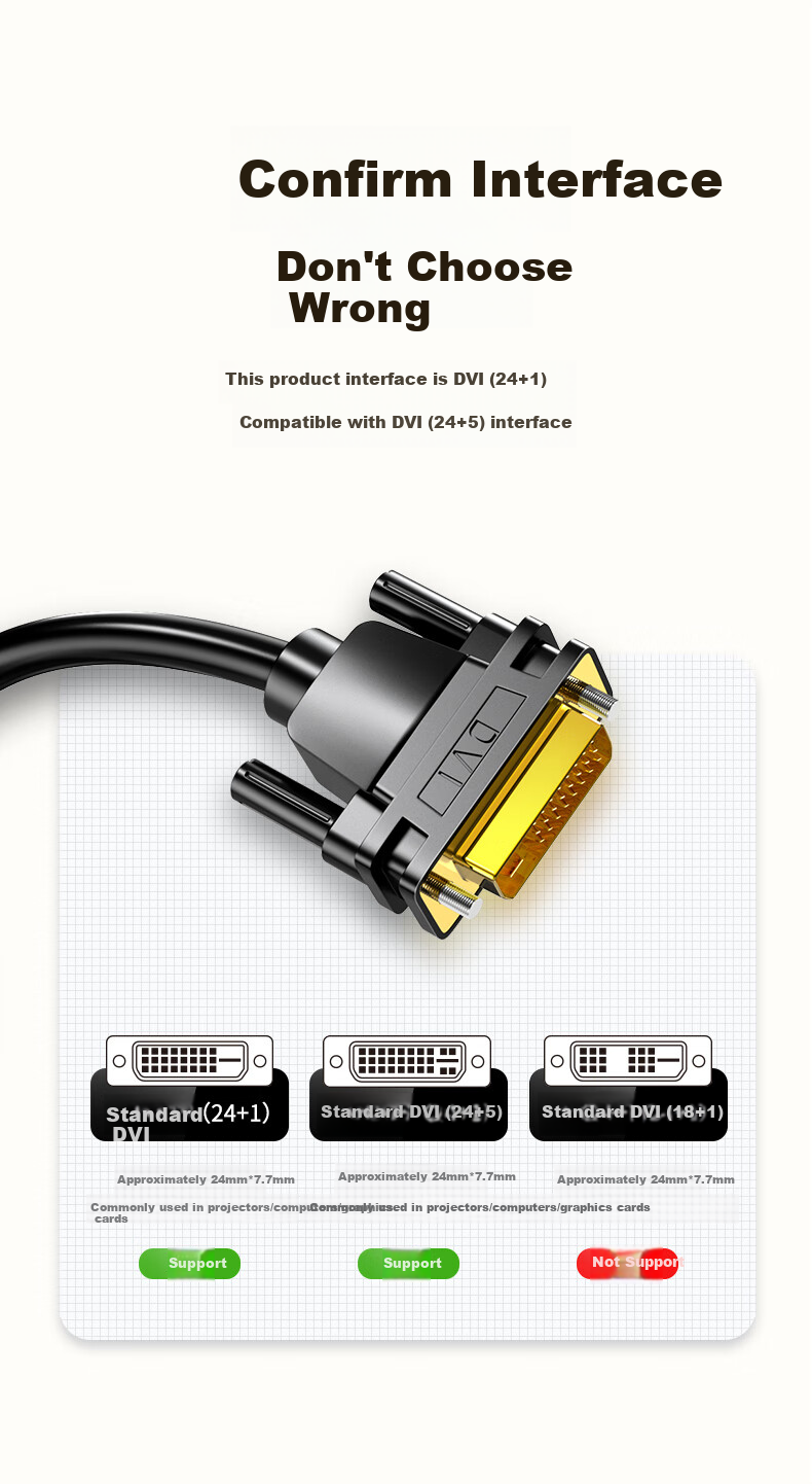 BIAZE DVI to VGA Adapter Cable, DVI24+1 Digital High-Definition Converter, Laptop Graphics Card Projector Monitor Connection Cable, 1 Meter 2
