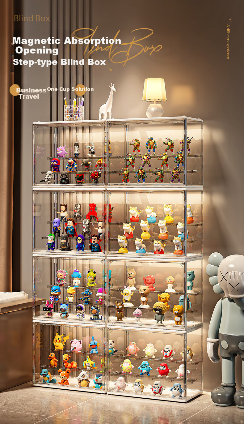 Anerya Action Figure Storage Box, Pop Mart Blind Box Display Case, Toy Display Stand, Transparent Three-Step 1-Piece Set 1