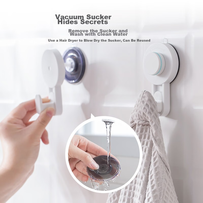 CHAHUA Hook, No-Drill Adhesive Hook, Bathroom Suction Cup Wall-Mounted, Strong Load-Bearing Capacity, 1 Piece