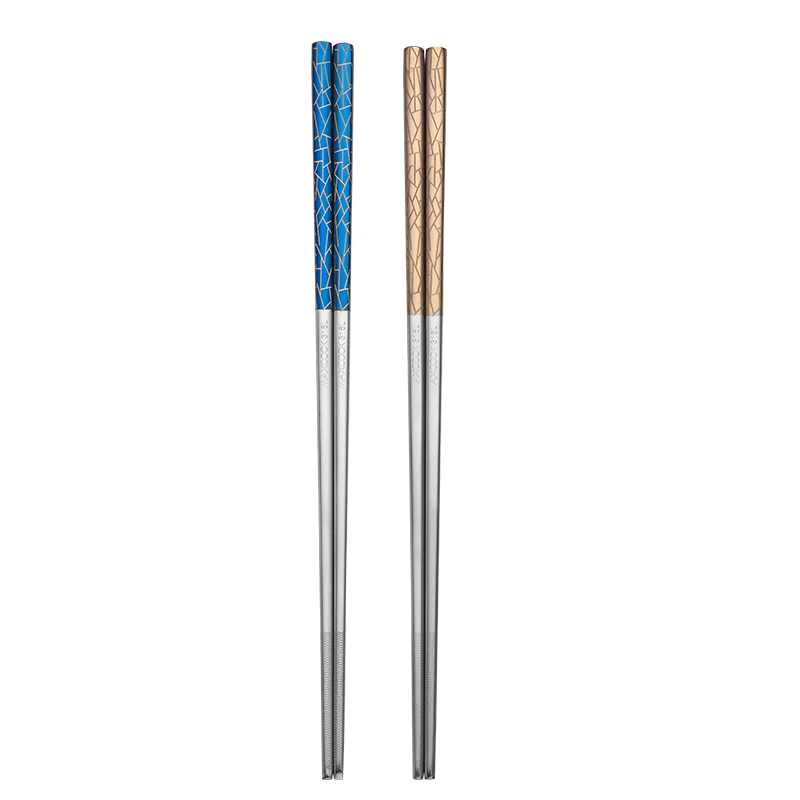 MAXCOOK 316L Stainless Steel Chopsticks, Set of 2 Pairs, Color-Coded Chopsticks for Home Use, Creative Tableware Set MCK5226