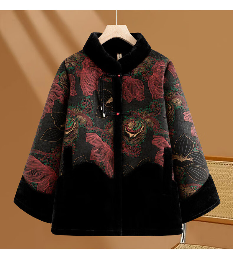 Fengxiao Stylish Winter Coat for 50-60 Year Old Middle-aged and Elderly Women, High-end Plus Size Autumn and Winter Outerwear for Mature Ladies 1
