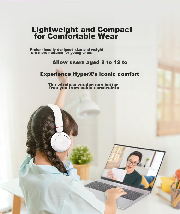 HYPERX Cloud Mini Wireless Hurricane Mini Wireless Bluetooth Headphones, All-Day Battery Life, Compatible with Triangular Actio 3