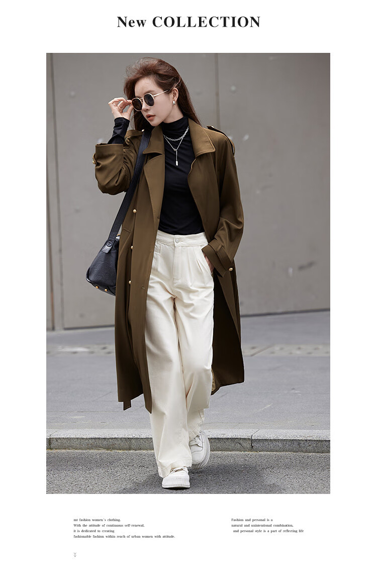 Mt [Solid Color Simple Style] Spring And Autumn Minimalist High-Waisted Versatile Wide Straight-Leg Jeans Trousers, Off-White, M 3