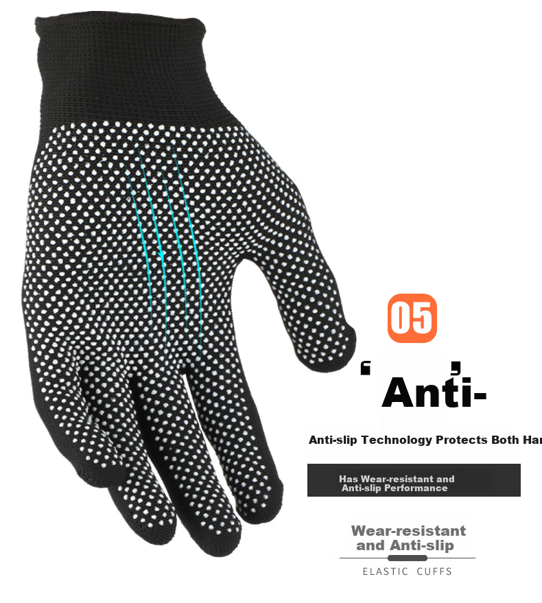 Golmud Work Gloves, Non-Slip Dotted Grip, 12 Pairs Black, Thickened Wear-Resistant Comfortable Driving Breathable ST530 9
