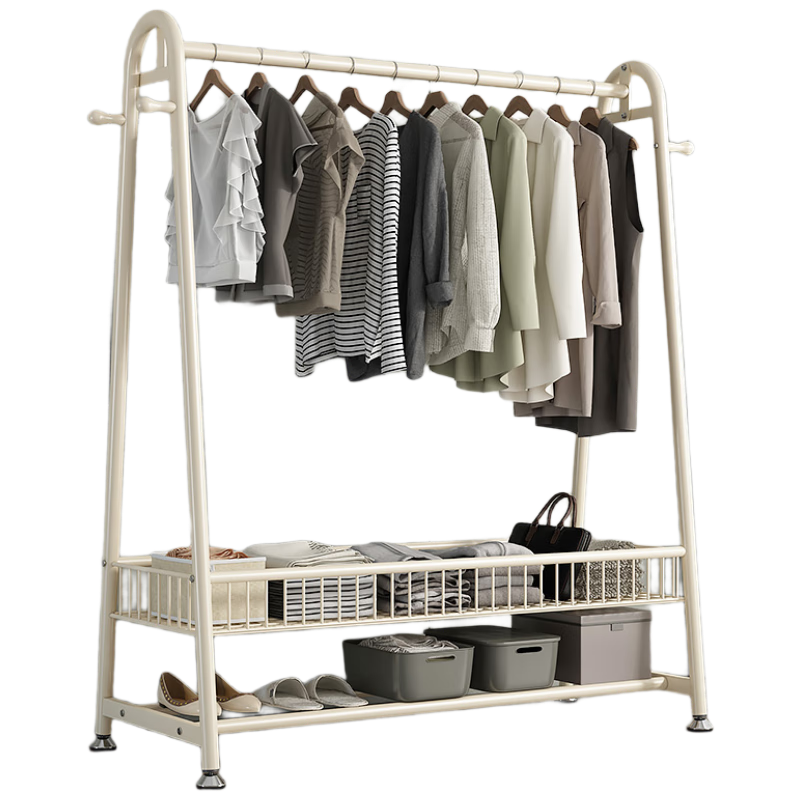 Shengnuoyilin Coat Rack, Clothing Display Stand, Floor-Standing Clothes Hanger, Home Bedroom Organizer Rack with Frame, 150*170 White