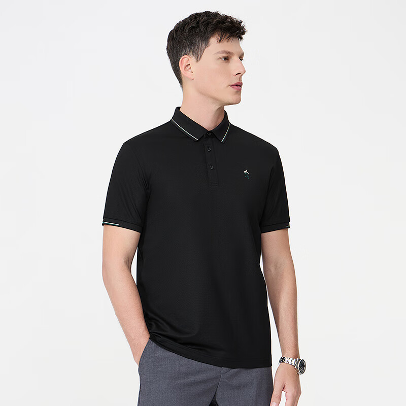 DANCING WOLVES [Mulberry Silk Antibacterial] Short-Sleeve T-Shirt for Men, Summer Contrasting Colors Versatile Cool Breathable Business Polo Shirt for Me