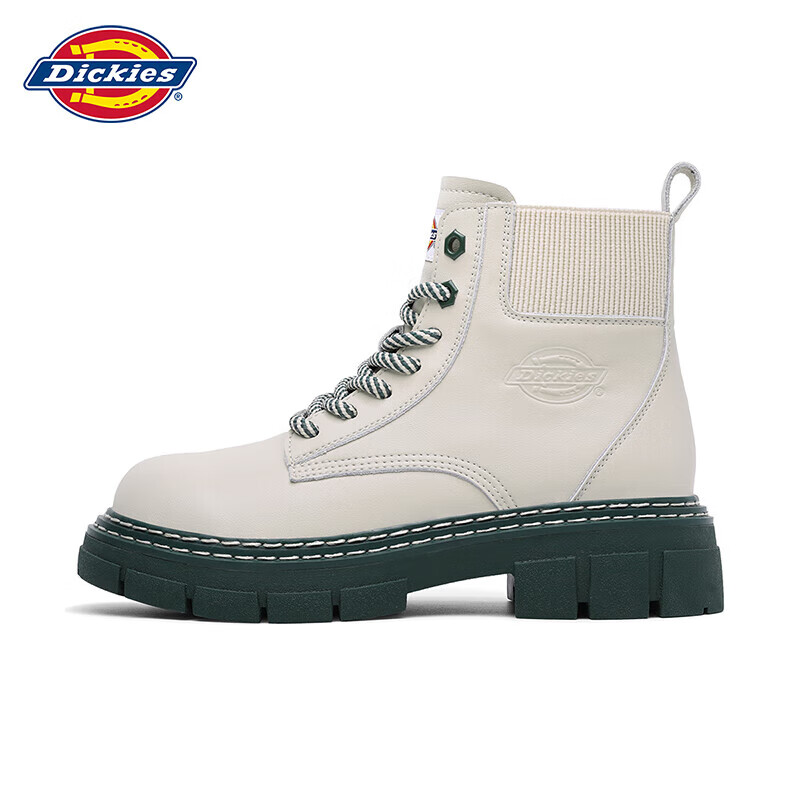 Dickies Women's Martin Boots, Fashionable Versatile Work Boots, High-Top Lace-Up Women's Boots, Beige, Size 35