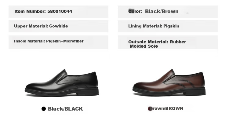 Goldlion Men's Shoes, Lightweight Slip-On Urban Business Formal Leather Shoes, 58001004401A, Black, Size 40 6