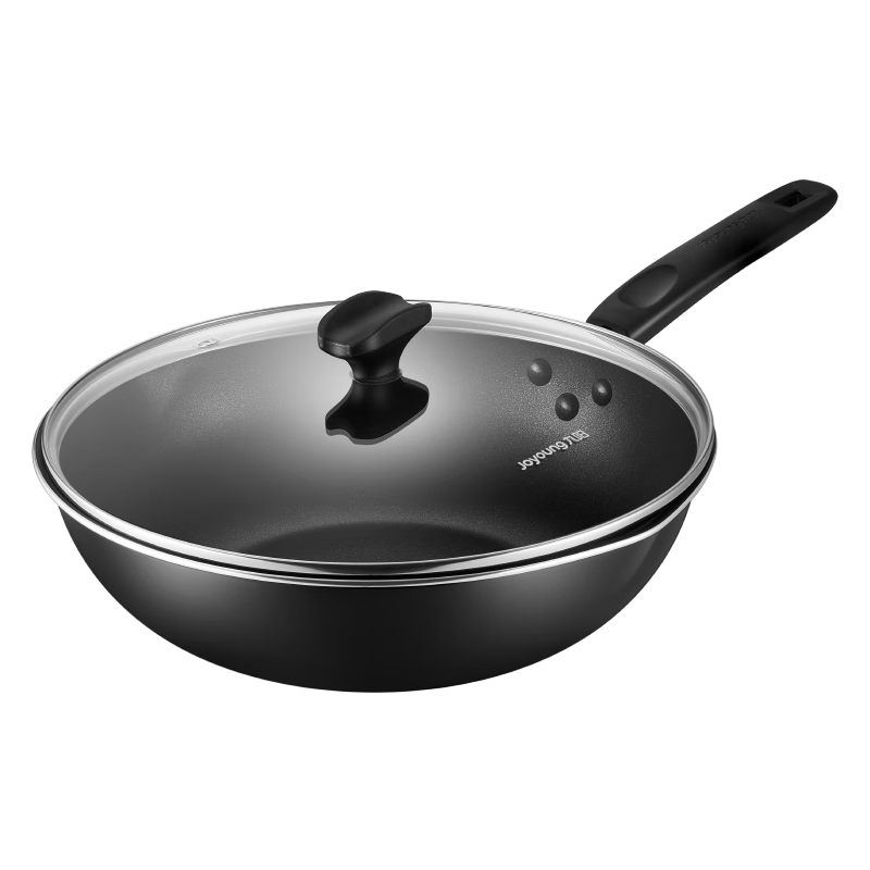 Joyoung Non-Stick Wok, Household Flat-Bottom Frying Pan, Low Smoke, Suitable for Gas And Induction Stoves, 32cm