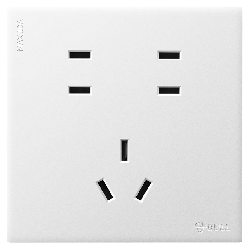 BULL G60 Series 10A Seven-Hole Socket Ultra-Thin Switch Panel G60Z323 Twilight White