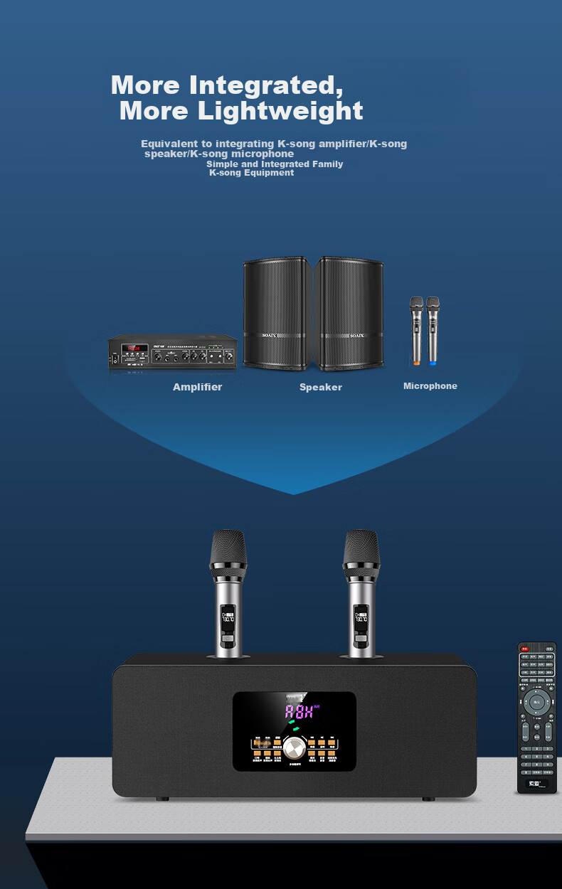Soaiy 620X Home KTV Speaker Upgraded Version, TV Karaoke All-In Desktop Acoustic Guitar Instrument Amplifier, Home HiFi Subwoofer Microphone 7