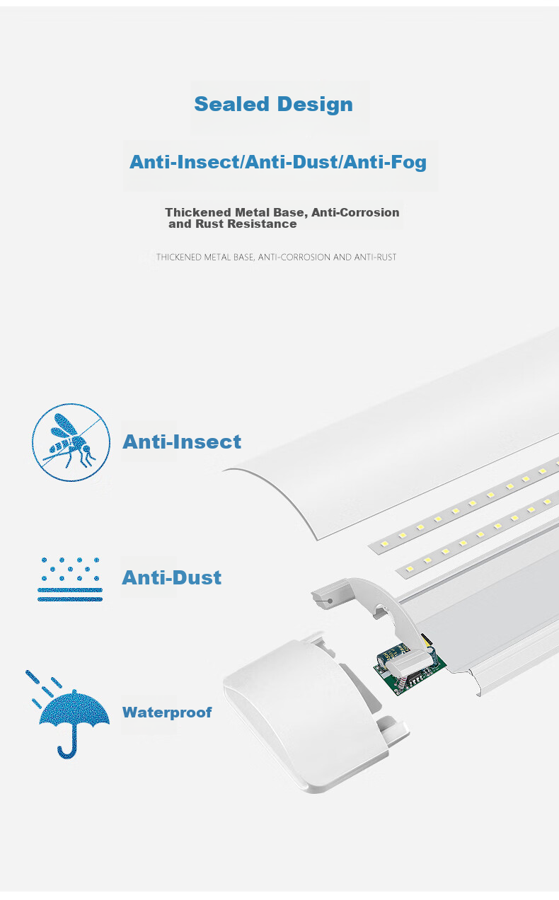 Desheng Waterproof, Dustproof, And Shockproof LED Tube Light Integrated Strip Light Display Cabinet Daylight Lamp Engineering Ultra-Bright Energy-Saving Park Lighting Light Arc-Shaped Model - 0.9 Meter - White Light 3