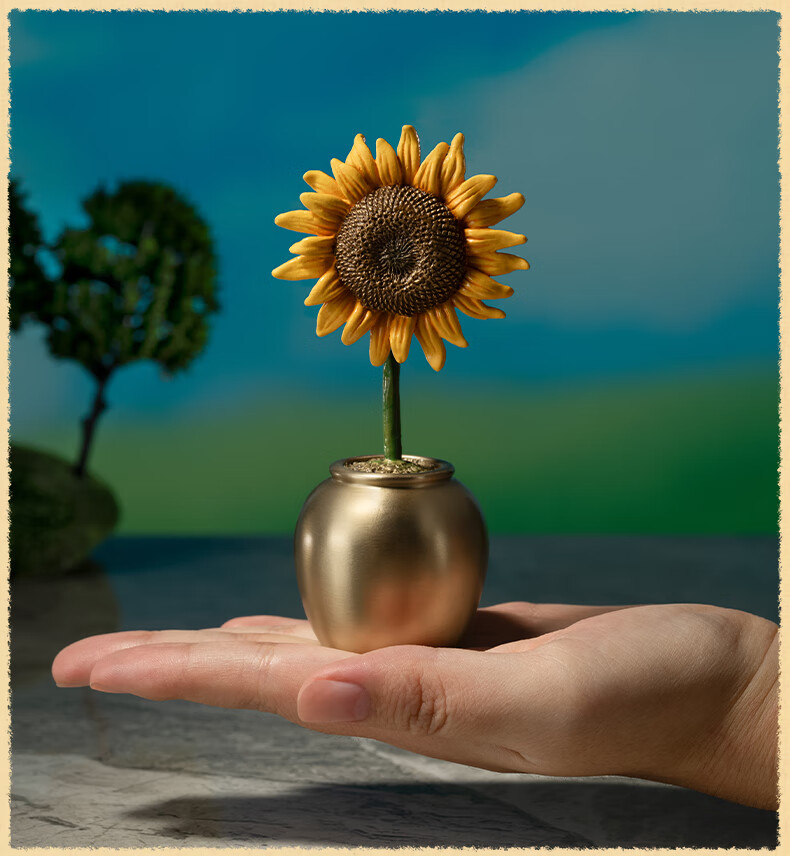 Tongshifu "One Move to Win" Living Room Desktop Sunflower Copper Ornament, Home Decor Craft Item 7