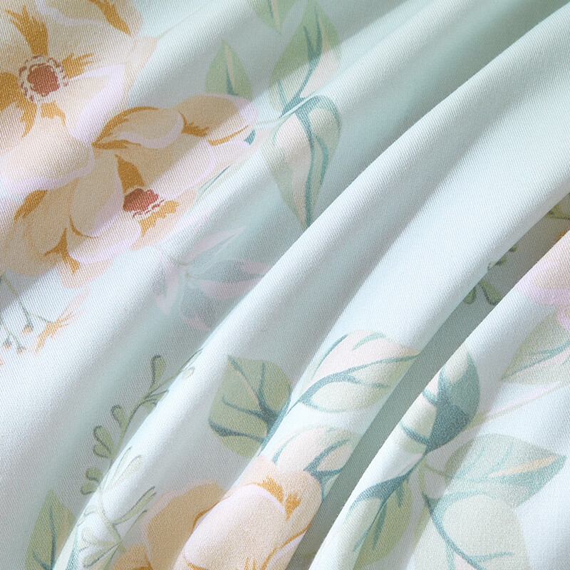 BEYOND Bedding Pure Cotton Duvet Cover with Printed Floral Pattern, All-Cotton Bedspread, Single Piece Set, Floral Green, 150*210cm