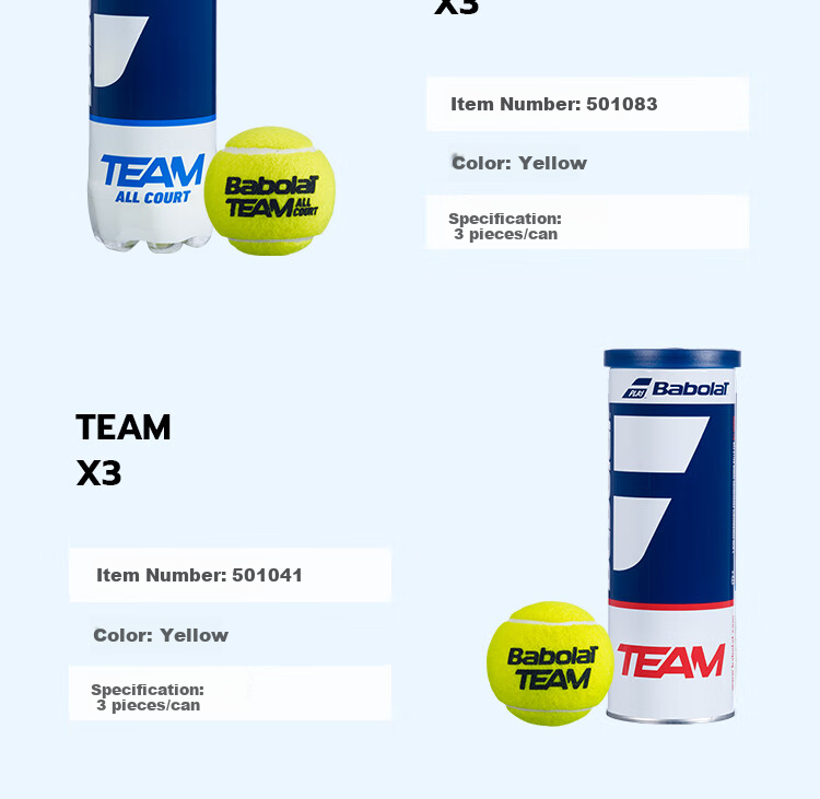 Babolat TEAM AC Series Competition Balls, Babolat Tennis Balls, Pack of Three 1