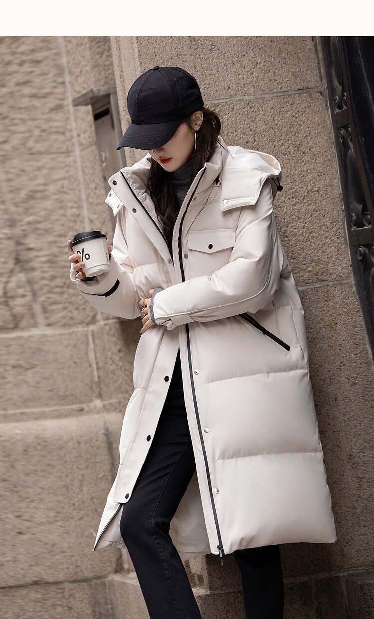 Dme [Nordic Cotton Triple Protection System] Winter Outdoor 90% Duck Down Hooded Long Women's down Jacket, Warm Coat 8
