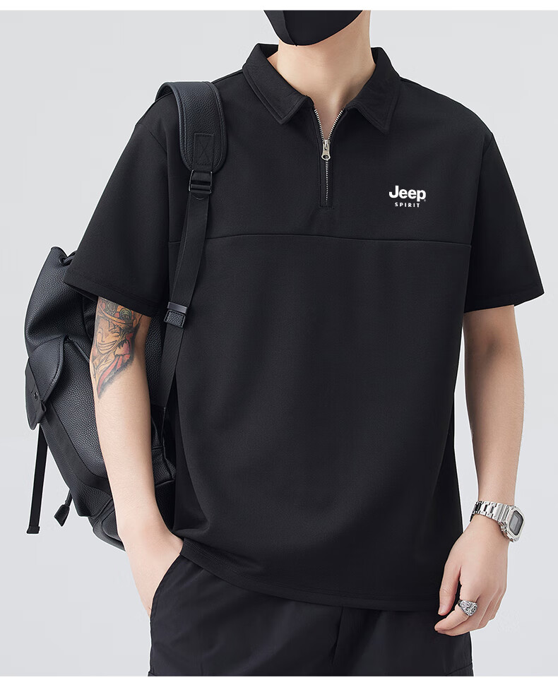 JEEP SPIRIT Men's Sports T-Shirt, Summer Ice-Cool Short-Sleeve POLO Shirt, Loose Casual Quick-Dry Men's Top, White, L 8