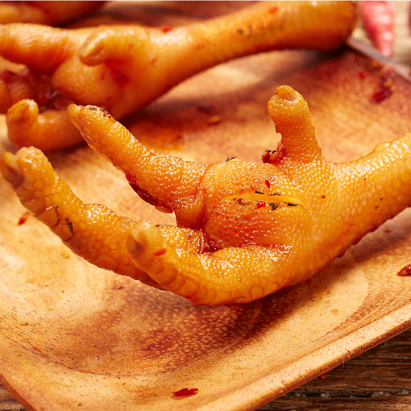 无穷即食鸡爪零食小吃凤爪香辣烤鸡爪60g袋装共3独立小包