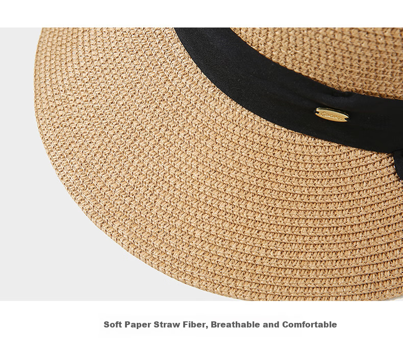 CACUSS Sun Hat for Women, Summer UV Protection Hat with Wide Brim, Open Top Straw Hat, Sun Visor, Rollable Hat for Women, Gelin Brow 14
