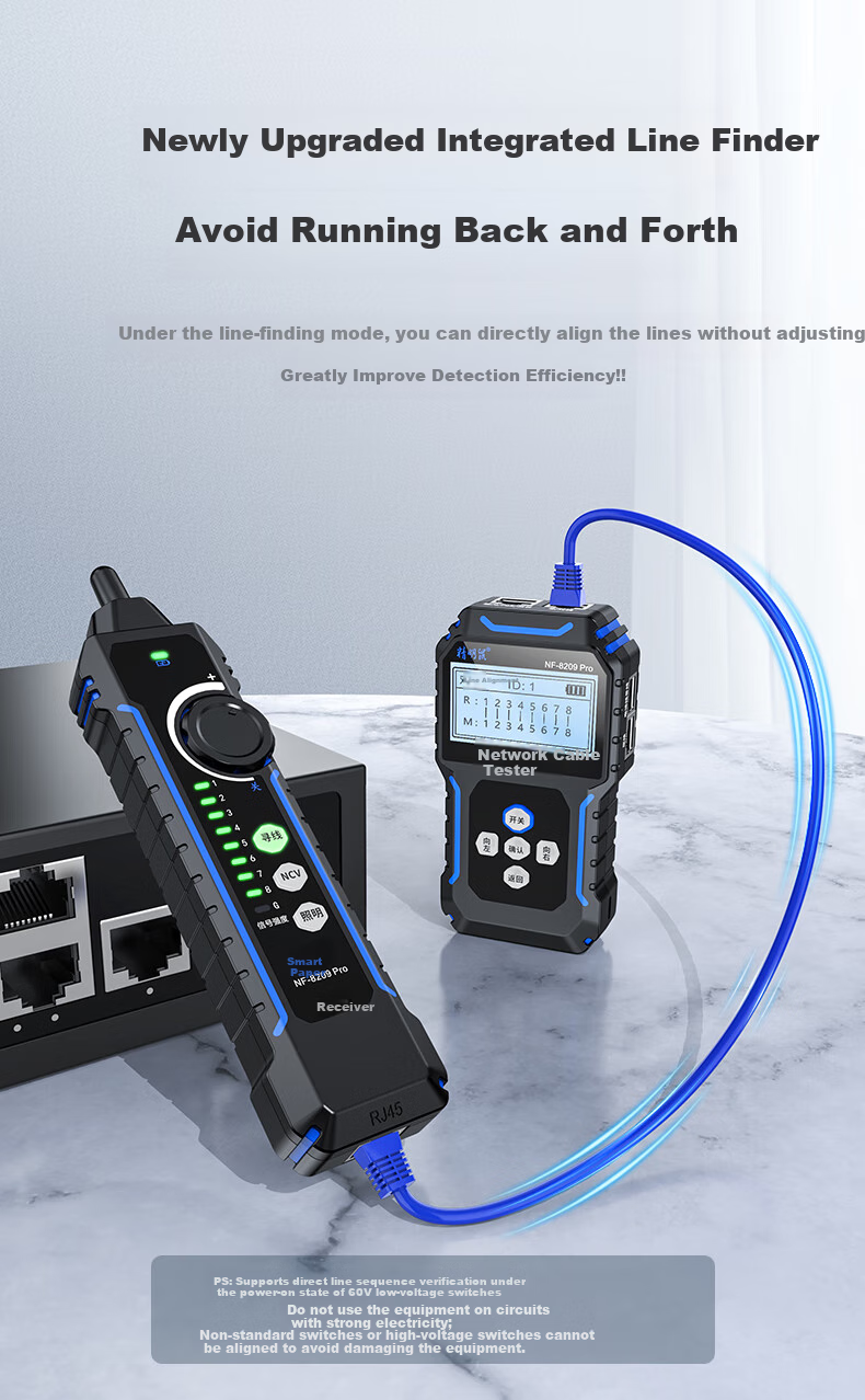 Jingmingshu NF-8209pro Cable Tester, Network Cable Finder, Multifunctional Network Length And Breakpoint Tester, POE Live Wire Tracer, Anti-Interference, Noise-Free 4