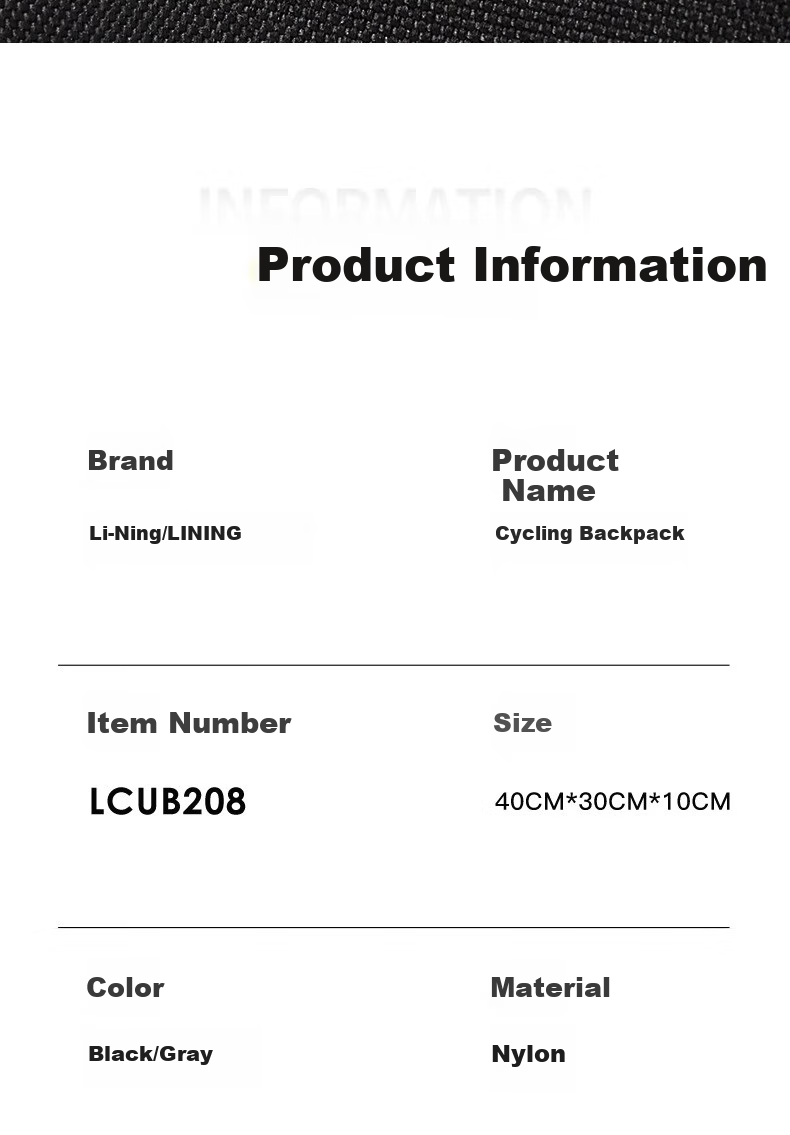 Li-Ning Backpack, Cycling Bag, Bicycle Road Bike Bag, Men's Outdoor Lightweight Hiking Bag, Waterproof Travel Bag for Trekking 11